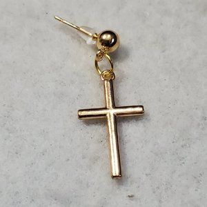 Unisex - Gold - Simple Cross Single Earring